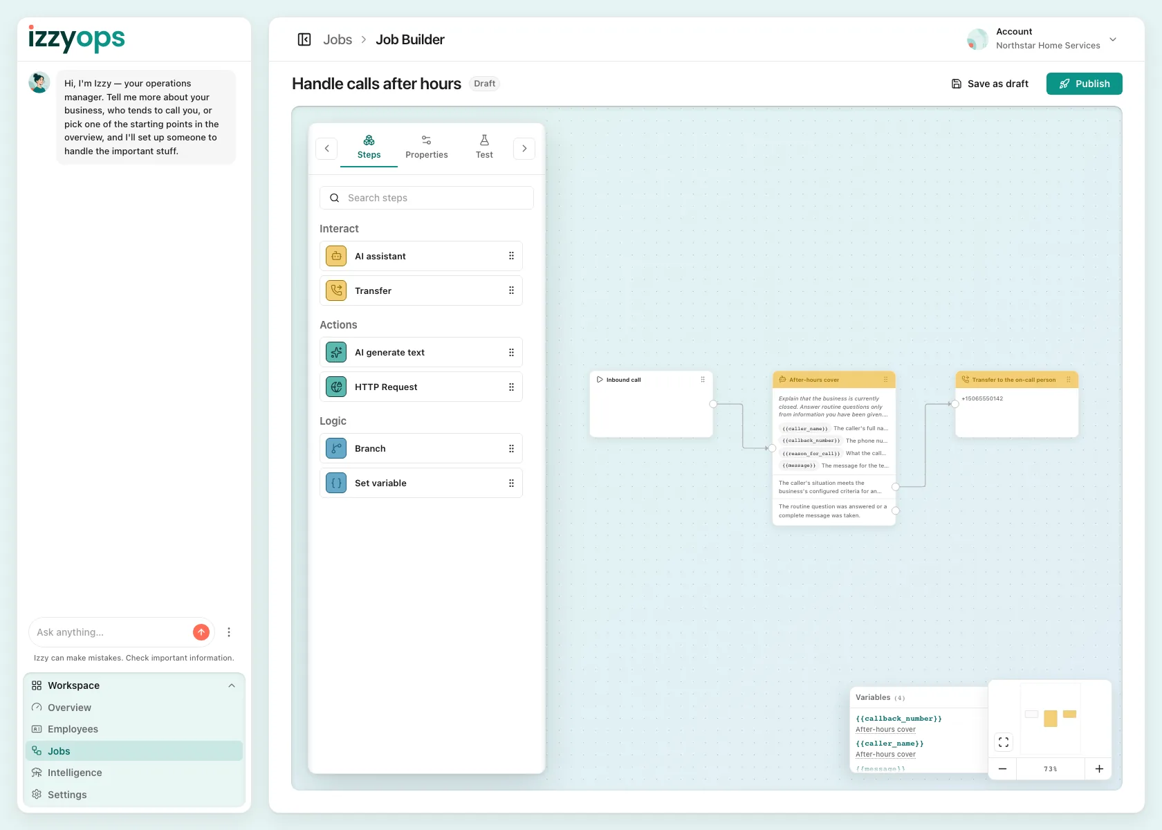 IzzyOps visual workflow builder